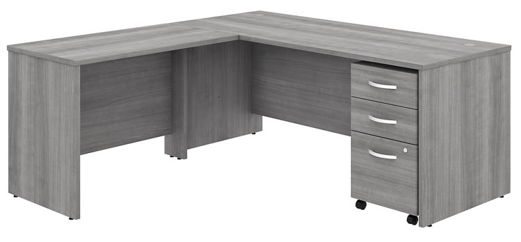 72in W x 30in D L-Shaped Desk with 42in W Return and Assembled Mobile File Cabinet by Bush