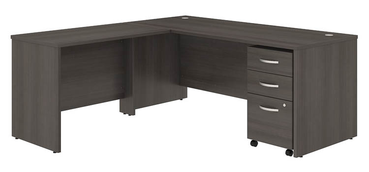 72in W x 30in D L-Shaped Desk with 42in W Return and Assembled Mobile File Cabinet by Bush