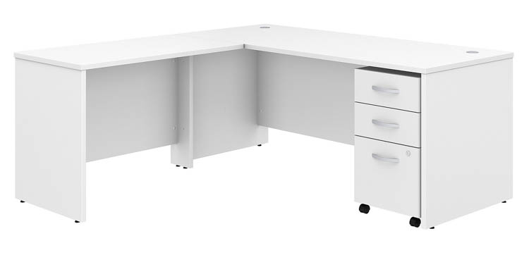 72in W x 30in D L-Shaped Desk with 42in W Return and Assembled Mobile File Cabinet by Bush