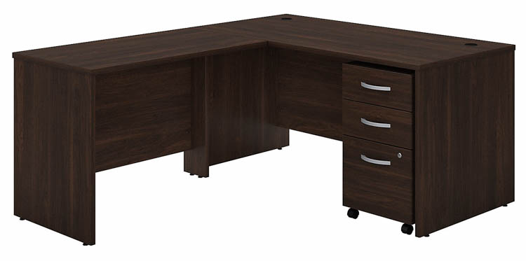 60in W x 30in D L-Shaped Desk with 42in W Return and Assembled Mobile File Cabinet by Bush