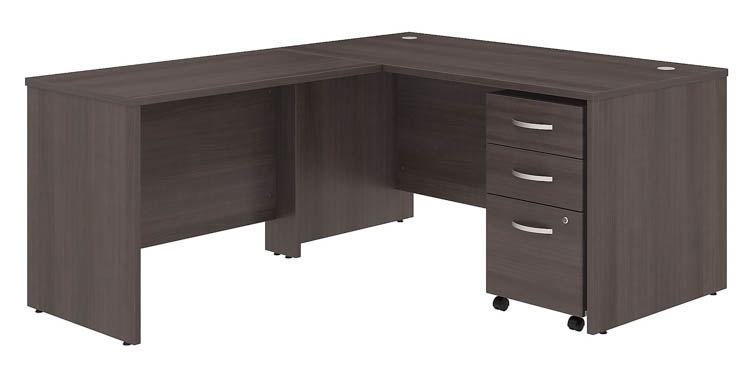 60in W x 30in D L-Shaped Desk with 42in W Return and Assembled Mobile File Cabinet by Bush