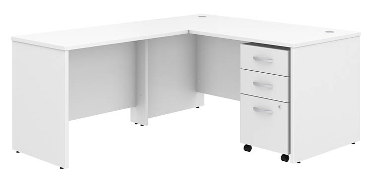 60in W x 30in D L-Shaped Desk with 42in W Return and Assembled Mobile File Cabinet by Bush