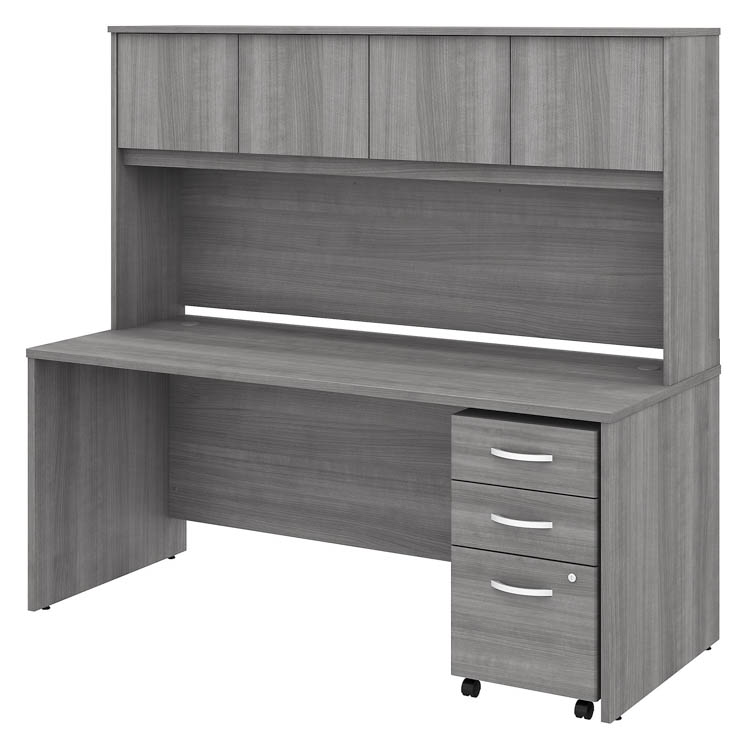 72in W x 30in D Office Desk with Hutch and Assembled Mobile File Cabinet by Bush