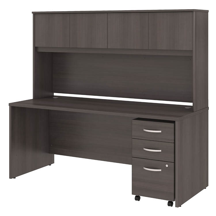 72in W x 30in D Office Desk with Hutch and Assembled Mobile File Cabinet by Bush