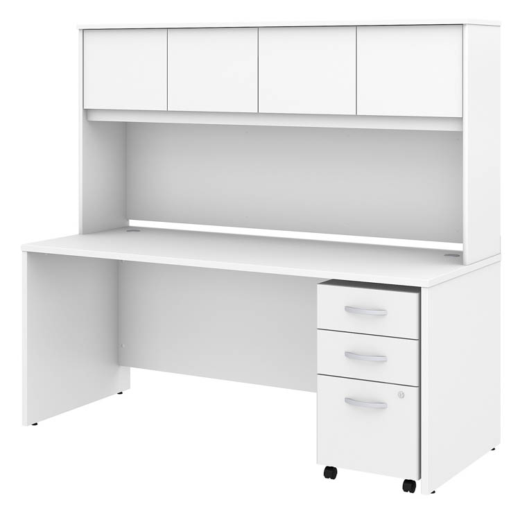 72in W x 30in D Office Desk with Hutch and Assembled Mobile File Cabinet by Bush