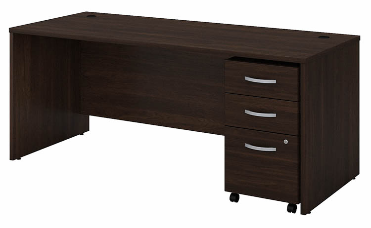 72in W x 30in D Office Desk with Assembled Mobile File Cabinet by Bush