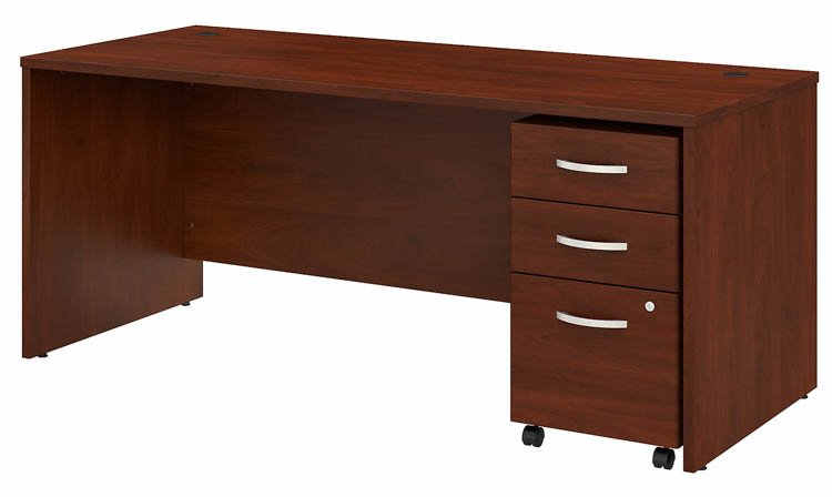 72in W x 30in D Office Desk with Assembled Mobile File Cabinet by Bush