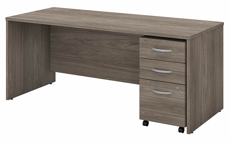 72in W x 30in D Office Desk with Assembled Mobile File Cabinet by Bush
