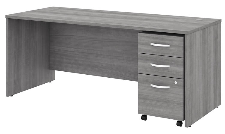 72in W x 30in D Office Desk with Assembled Mobile File Cabinet by Bush