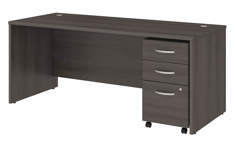 72in W x 30in D Office Desk with Assembled Mobile File Cabinet by Bush