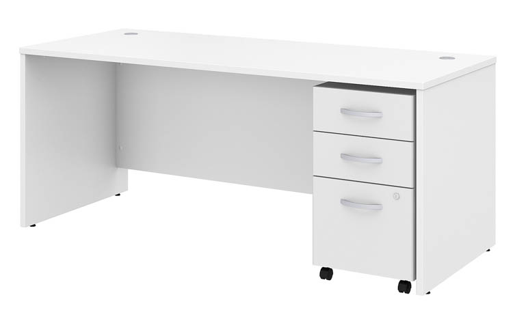 72in W x 30in D Office Desk with Assembled Mobile File Cabinet by Bush