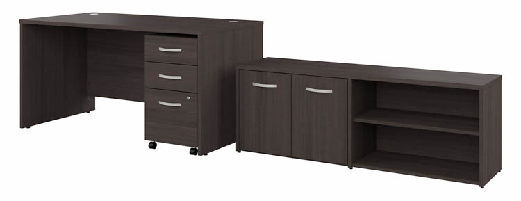 60in W x 30in D Office Desk with Storage Return and Assembled  Mobile File Cabinet by Bush