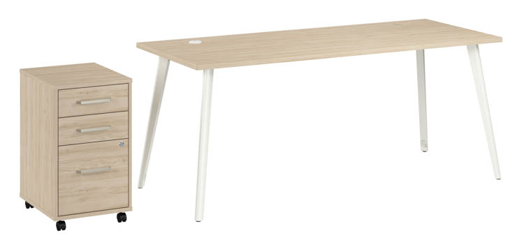 72in W Desk with Splayed Metal Legs and 3 Drawer Mobile File Cabinet (Assembled) by Bush