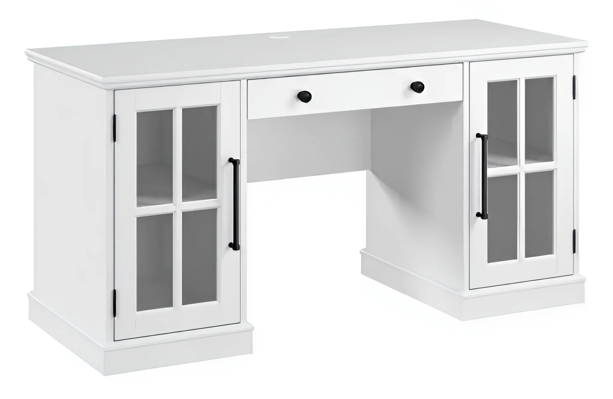 60in W Computer Desk with Storage and Keyboard Tray by Bush in White Ash