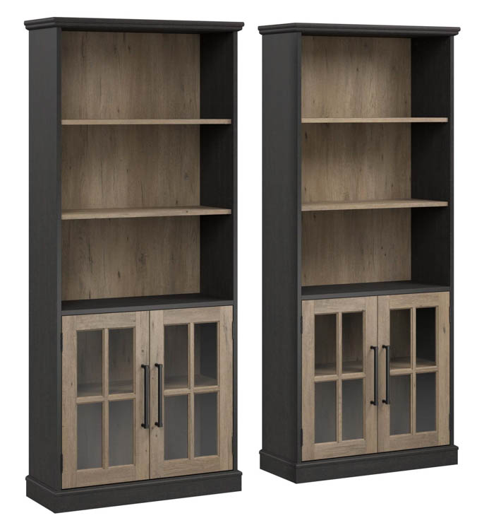 5 Shelf Bookcase with Glass Doors - Set of 2 by Bush