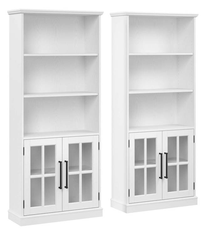 5 Shelf Bookcase with Glass Doors - Set of 2 by Bush