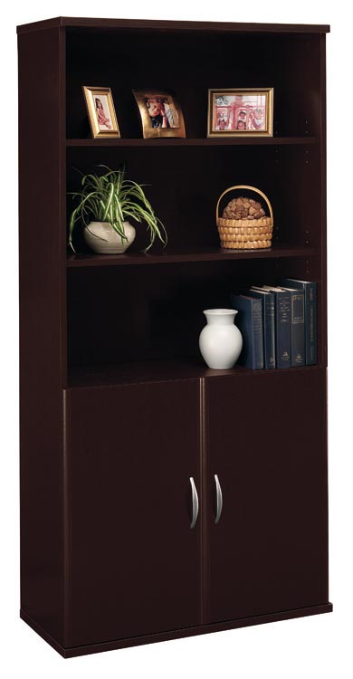 Open Double Bookcase with Doors by Bush