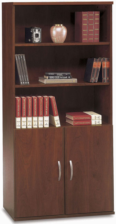 Open Double Bookcase with Doors by Bush