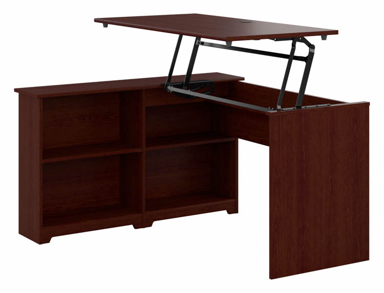 52in W 3 Position Sit to Stand Corner Bookshelf Desk by Bush
