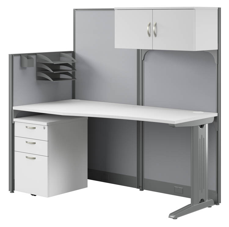 65in W Straight Cubicle Desk with Storage, Drawers, and Organizers by Bush