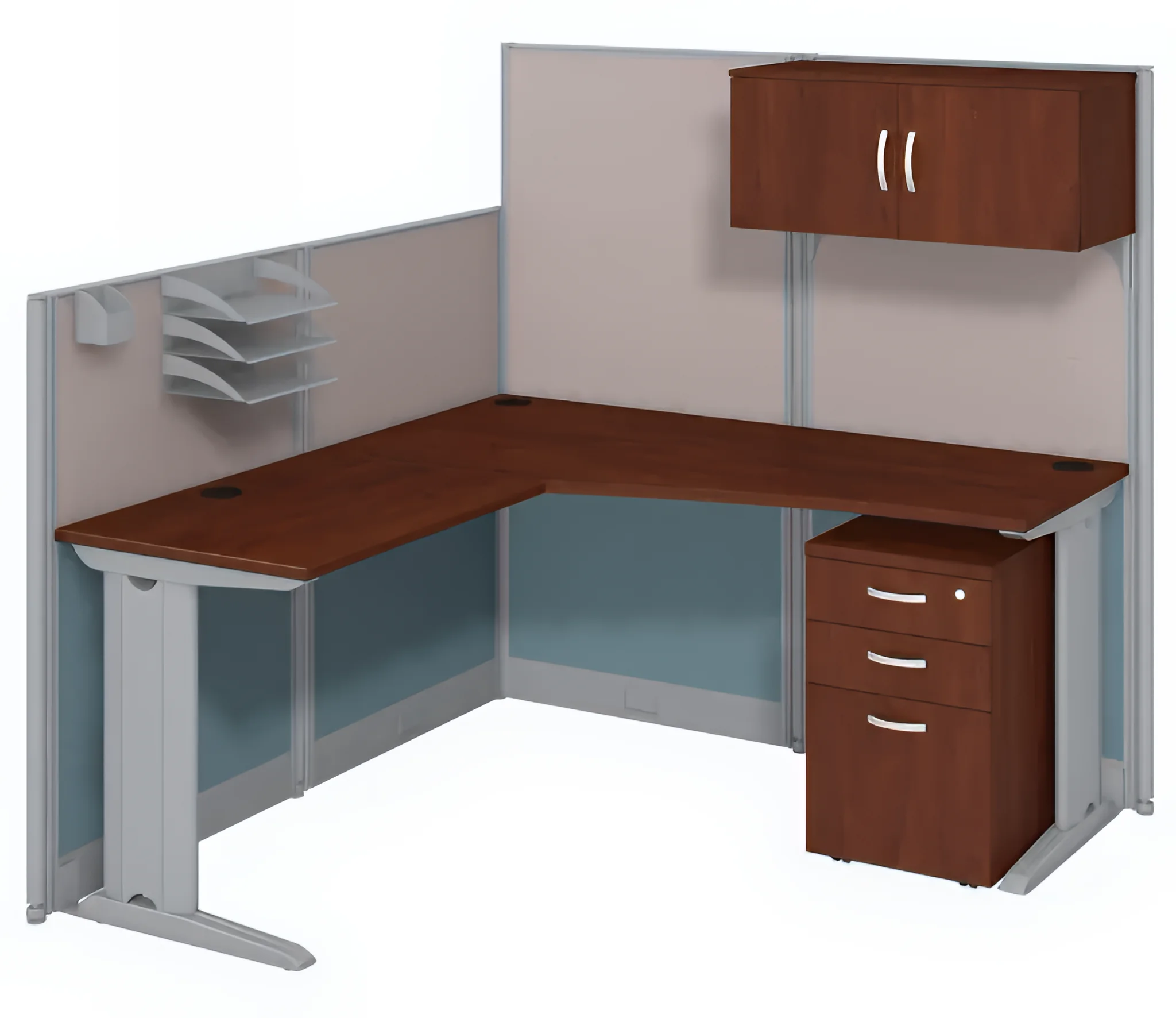65in W L-Shaped Cubicle Desk with Storage, Drawers, and Organizers by Bush