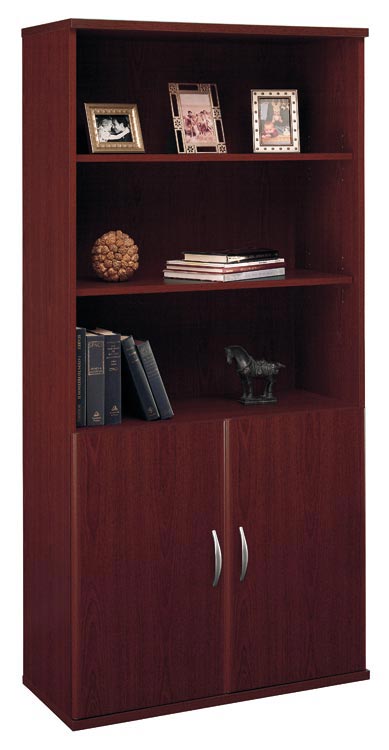 Open Double Bookcase with Doors by Bush