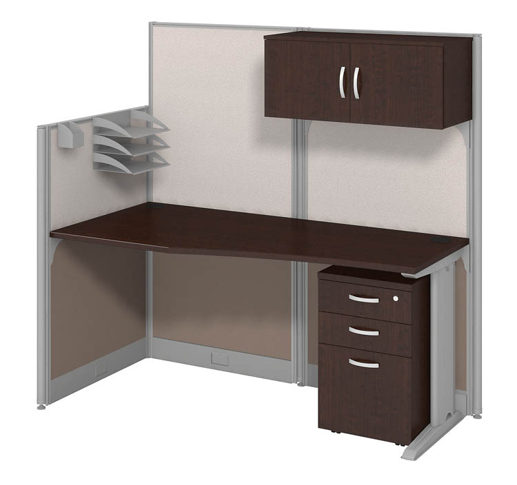 65in W Straight Cubicle Desk with Storage, Drawers, and Organizers by Bush