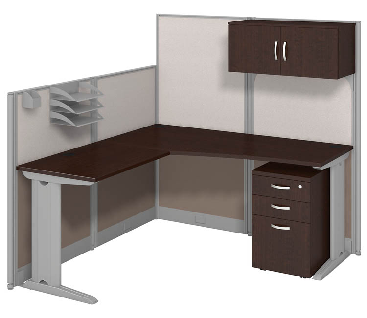 65in W L-Shaped Cubicle Desk with Storage, Drawers, and Organizers by Bush