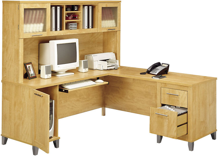 L Shaped Desk with Hutch by Bush