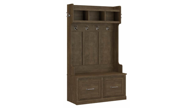 40in W Hall Tree and Shoe Storage Bench with Doors by Bush Furniture