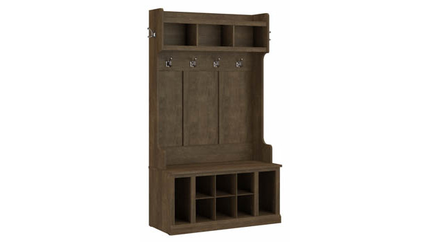 40in W Hall Tree and Shoe Storage Bench with Shelves by Bush Furniture