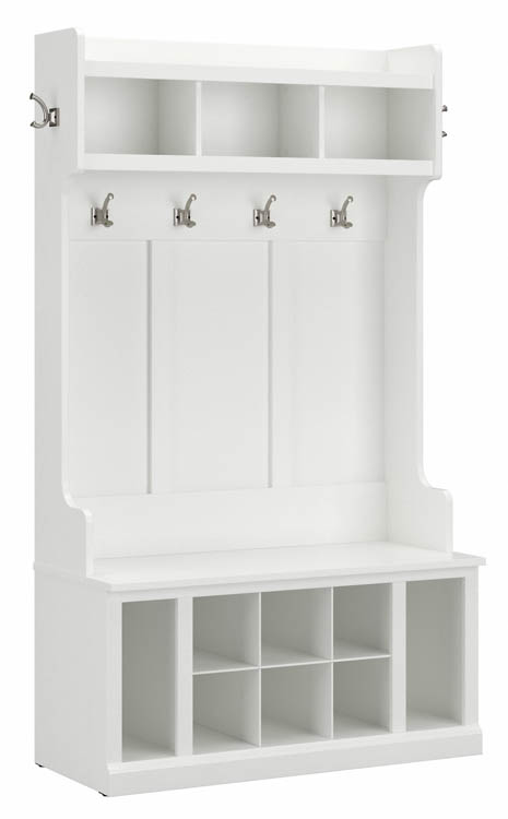 40in W Hall Tree and Shoe Storage Bench with Shelves by Bush