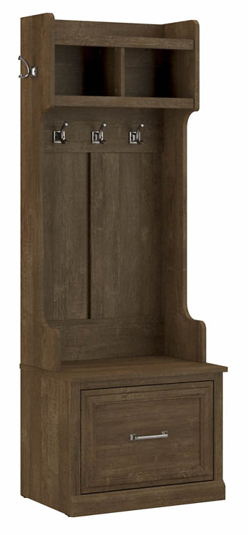 24in W Hall Tree and Small Shoe Bench with Drawer by Bush