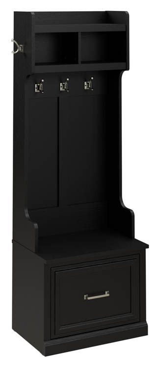 24in W Hall Tree and Small Shoe Bench with Drawer by Bush