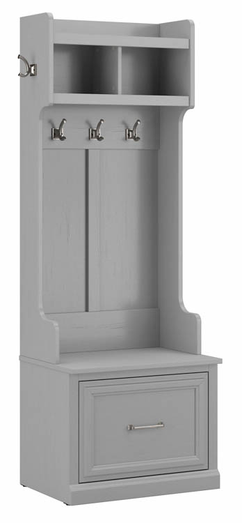 24in W Hall Tree and Small Shoe Bench with Drawer by Bush