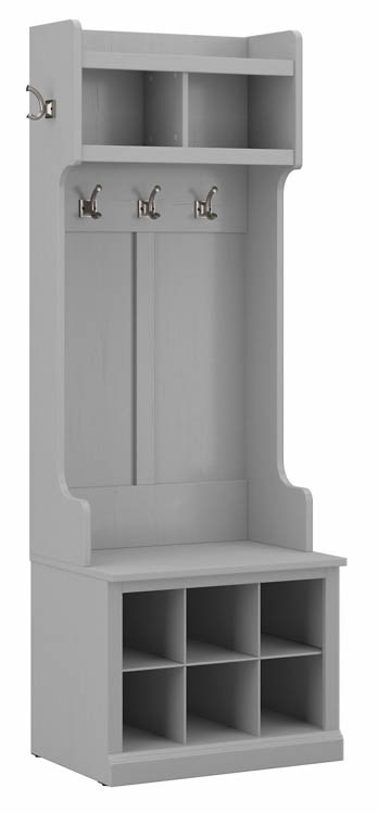 24in W Hall Tree and Small Shoe Bench with Shelves by Bush