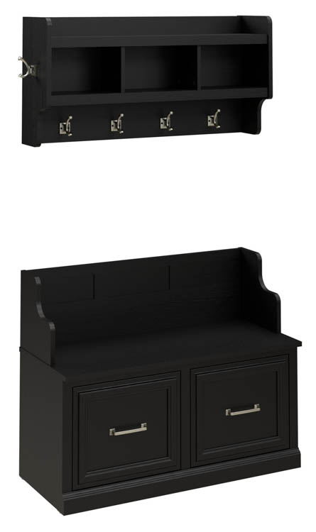 40in W Entryway Bench with Doors and Wall Mounted Coat Rack by Bush