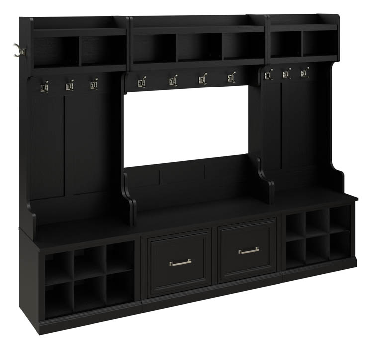 Full Entryway Storage Set with Coat Rack and Shoe Bench with Doors by Bush