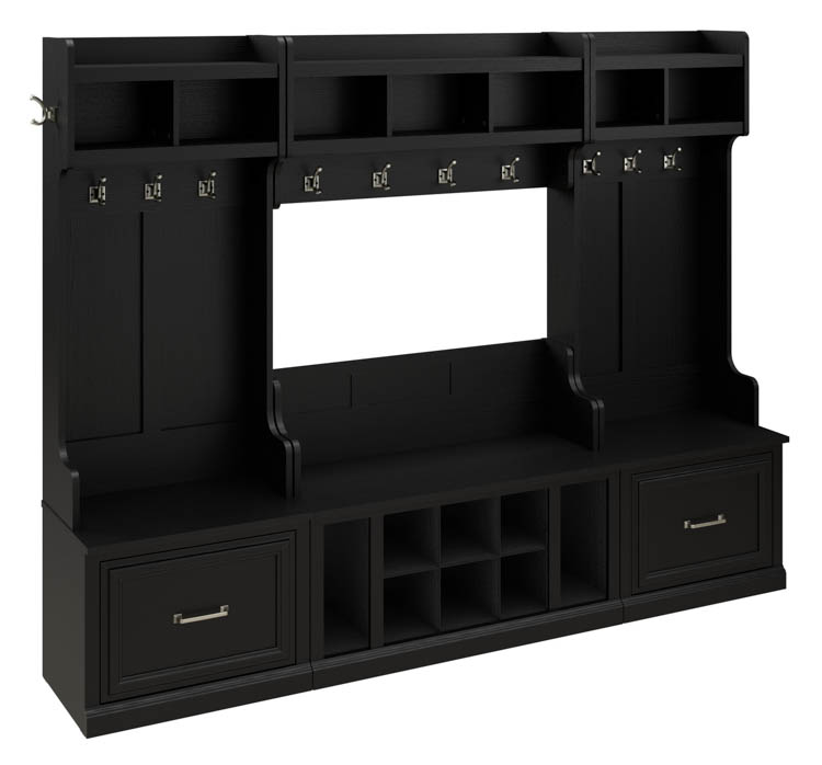 Full Entryway Storage Set with Coat Rack and Shoe Bench with Drawers by Bush
