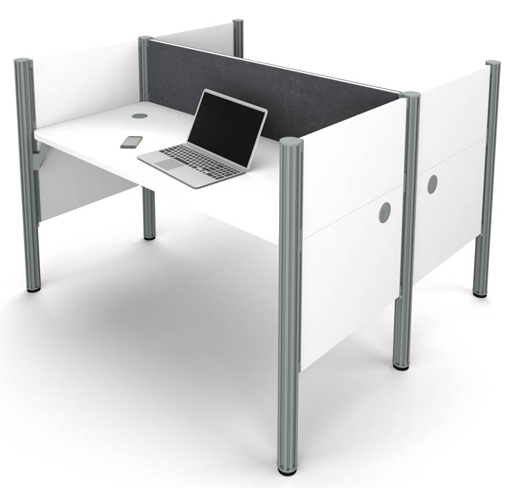Double Face to Face Workstation - White with Tack Boards by Bestar