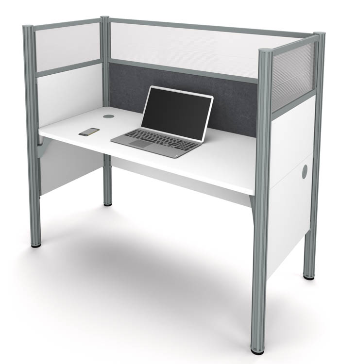 Simple Workstation - White with Tack Board and Acrylic Glass Privacy Panels by Bestar