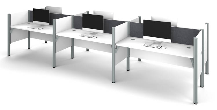 Six Workstation - White with Tack Boards by Bestar