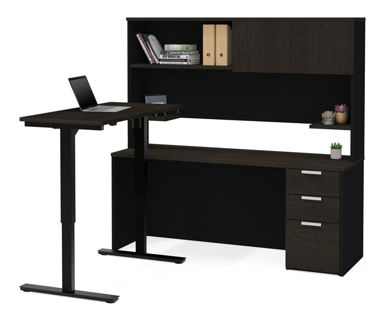 Height Adjustable L-Desk with Hutch by Bestar