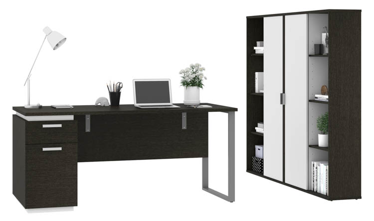 66in W Computer Desk and 2 Bookcases by Bestar