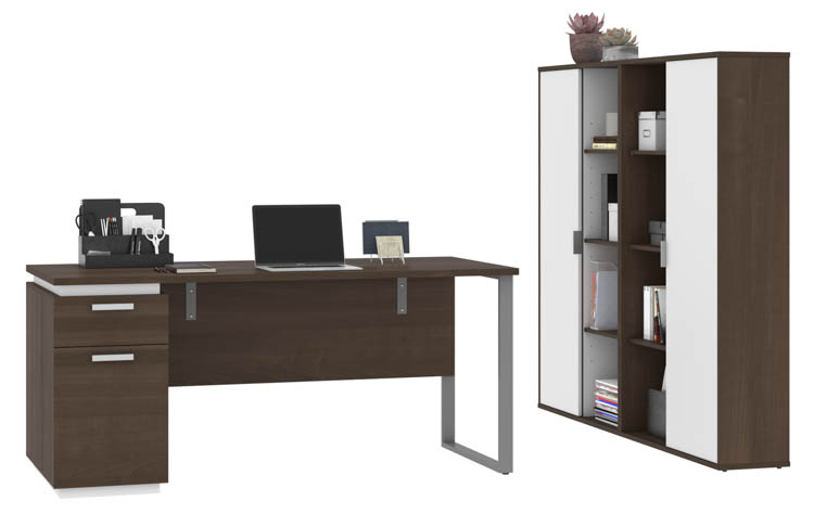 66in W Computer Desk and 2 Bookcases by Bestar