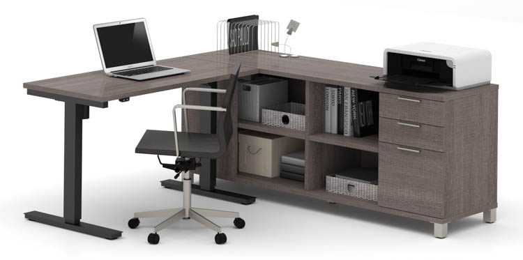 L-Desk with Electric Height Adjustable Table by Bestar
