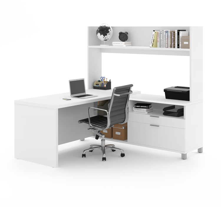 72in W L-Desk with Open Hutch by Bestar