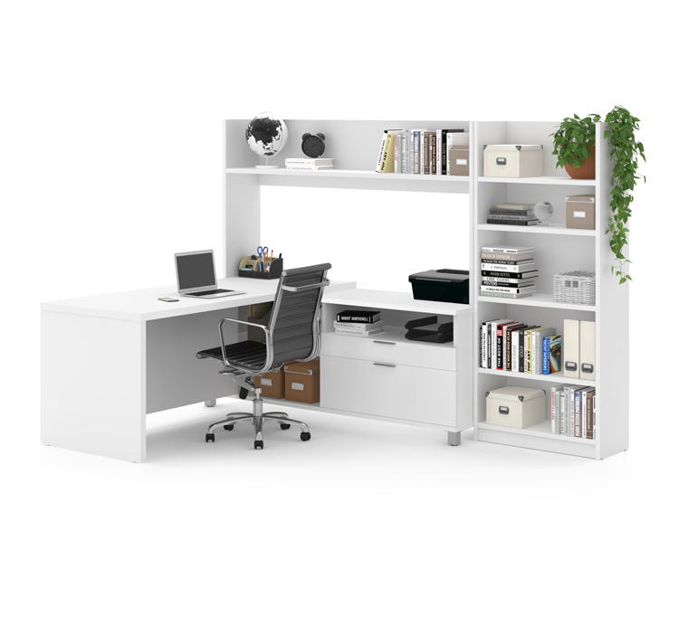 L-Desk with Bookcase by Bestar