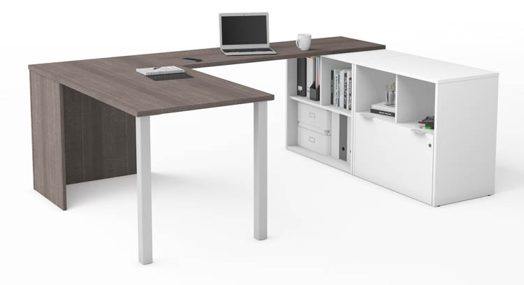 U-Desk with One File Drawer by Bestar