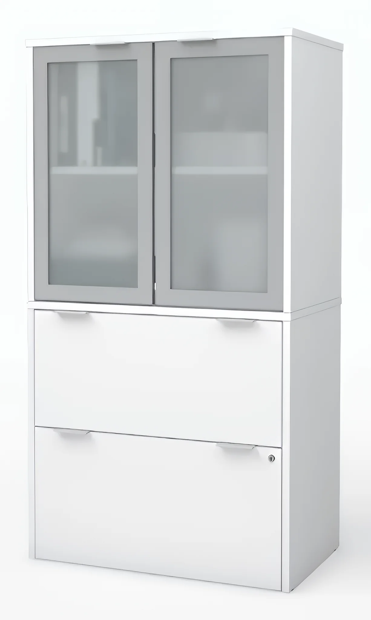 30in W Lateral File Cabinet with Frosted Glass Doors Hutch by Bestar
